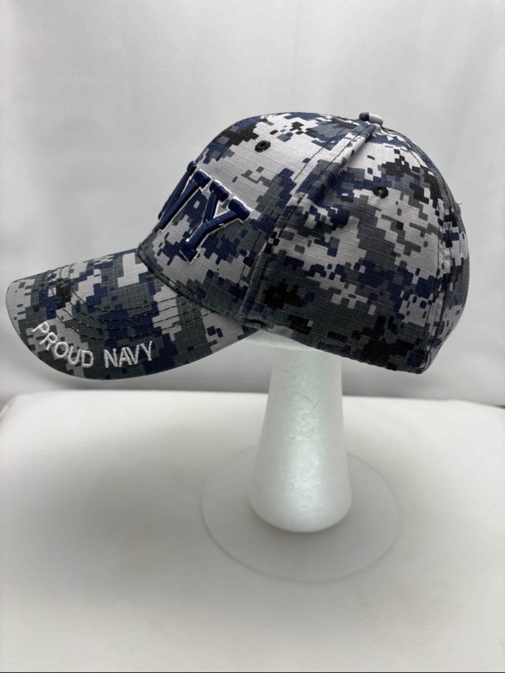 NAVY Digital Camo Baseball Cap - Blue Gray #0504 - Picture 2 of 9